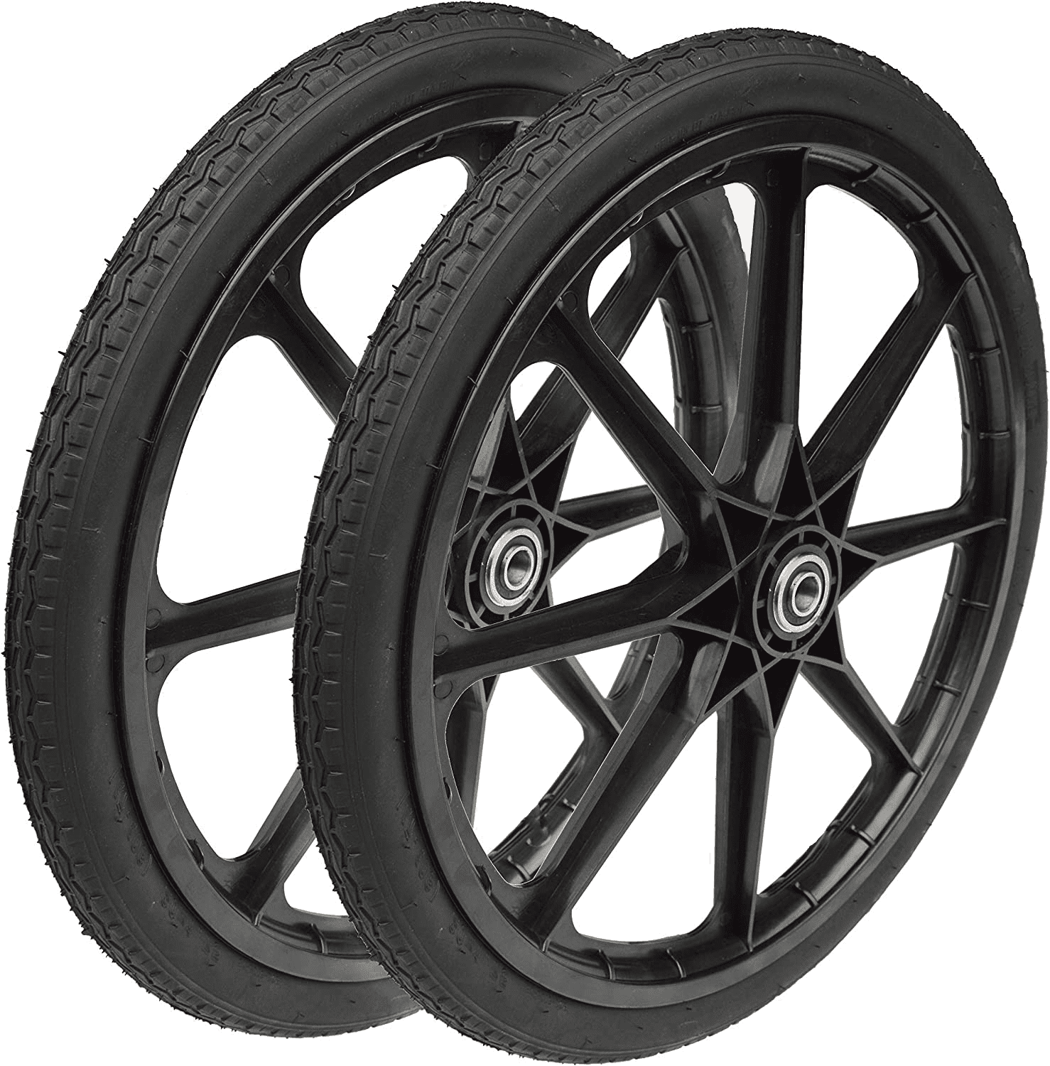 Blackbird Carts 20" Flat Free Replacement Wheels for Rubbermaid Big Wheel Cart, 5/8 Axle Bearings