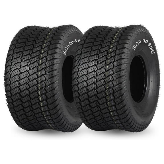 (2 Pack) 20 x 10.00-8 Lawn Mower Tubeless Tire, 20x10-8 for Tractor Riding Lawnmowers, 4 Ply, Turf-S Pattern