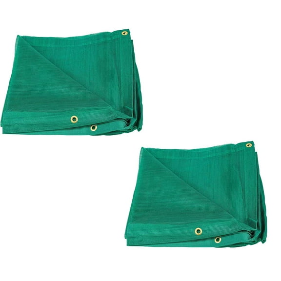 (2 Pack) 20' x 20' Green Heavy Duty 6 Oz 70% Shade Mesh Tarps with Grommets ROLL-Off | Sturdy Mesh Tarp Shades for Sun Light Blockage, Green House, Garden, Swimming Pool, Balcony Privacy Mesh