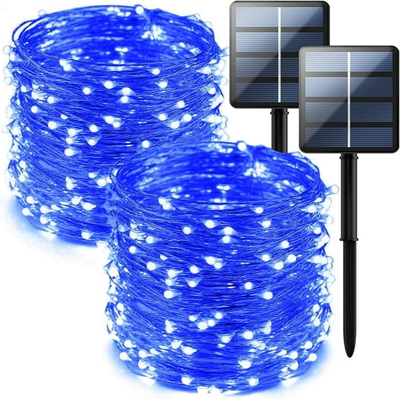 2-Pack 200 LED Solar String Lights for Outside,Solar Fairy Lights for Outside Waterproof,Solar String Lights Outdoor with 8 Modes for Christmas Tree,Balcony, Party,Wedding Decorations (Warm White)