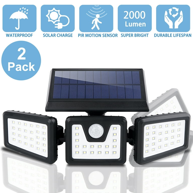 3 Pack,BALORAY Solar Motion Sensor Light Outdoor Solar Security Light, 2000LM 6500K, LED Security Lights Motion Outdoor, 3 Heads Solar Flood Lights Outdoor, IP65 Waterproof Solar Lights Outdoor,Yard 3 Pack,BALORAY Solar Motion Sensor Light Outdoor Solar Security Light, 2000LM 6500K, LED Security Lights Motion Outdoor, 3 Heads Solar Flood Lights Outdoor, IP65 Waterproof Solar Lights Outdoor,Yard