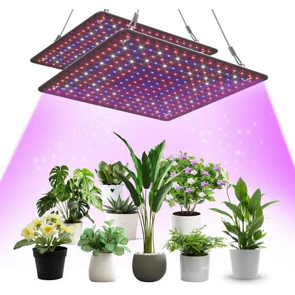 2 Pack 200W LED Grow Light Panel Full Spectrum for Indoor Plants 4x4 ft Coverage Veg and Bloom