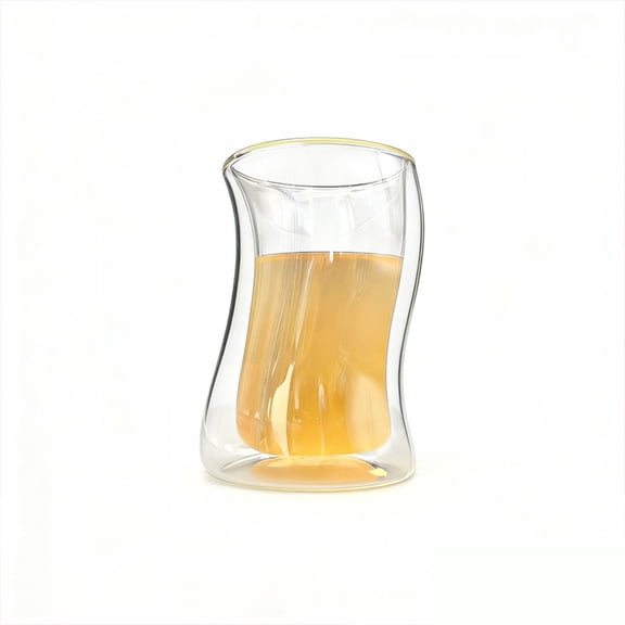 2-Pack 200ml/7oz Double-Walled Thickened Glass Cups, For Milkshake Milk Juice Coffee, Hot & Cold Compatible, Lightweight & Stable