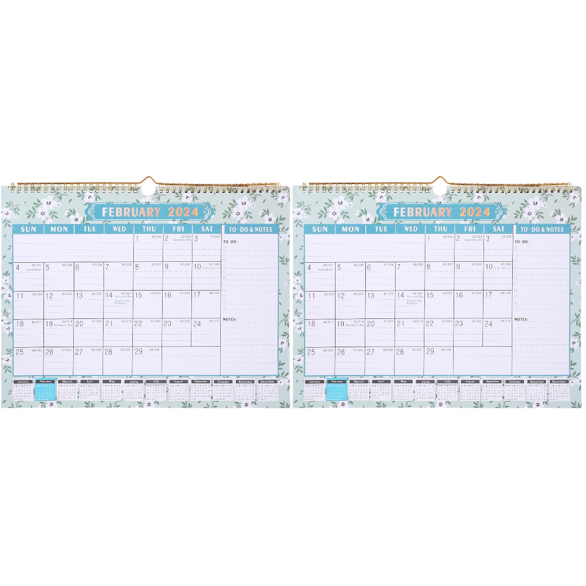 2 Pack 20242025 English Calendar Wall International Holidays Desk