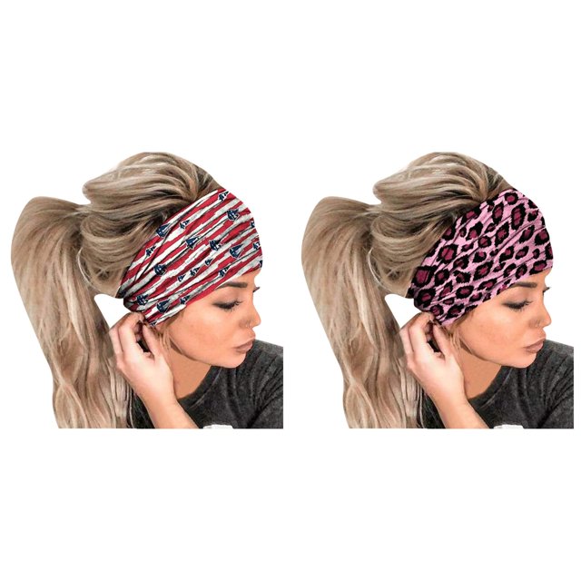 2Pack,2024 Headband Hair Elastic The Light Up Headband Bandana Wrap