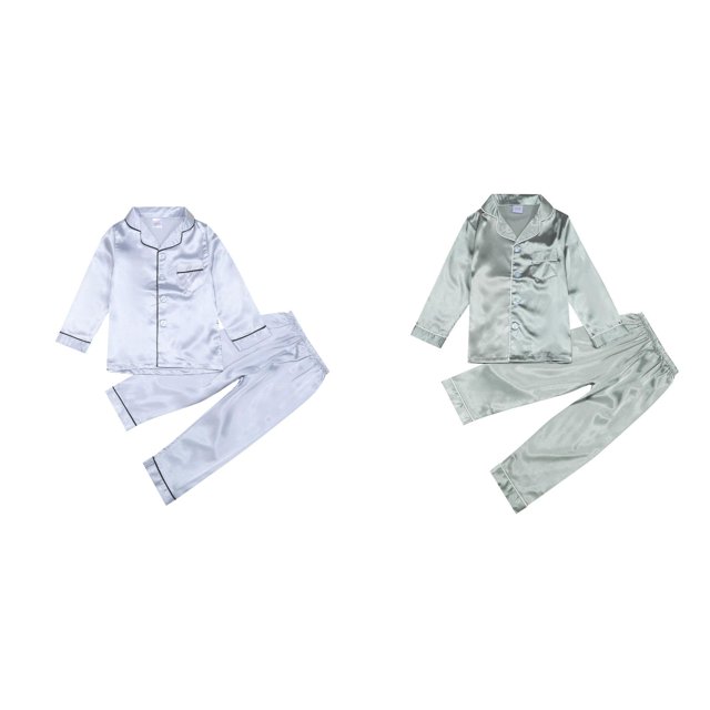 2Pack,2024 Kids Girl Boy 2T Boys Easter Outfit Satin Pajamas Set