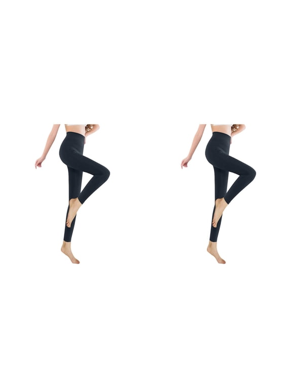2-Pack,2024 New Women's Fashion Women Brushed Stretch Leggings Cotton Lined Thick Tights Plus Size Under Shorts Warm Winter Pants Warm Leggings Ankle-Length Pants Grey S