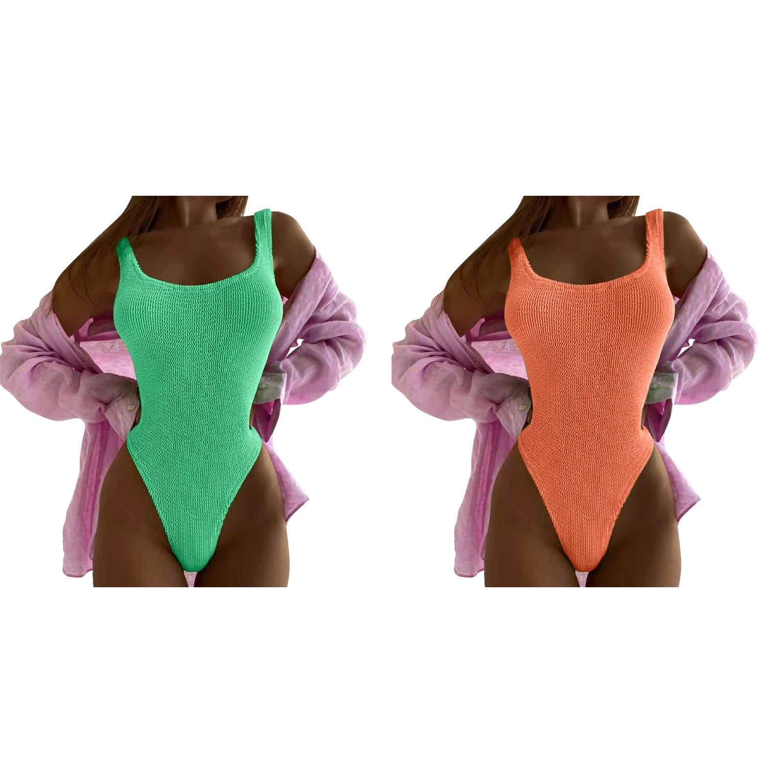 2Pack,2024 Women's onepiece Swimsuits Cotton Shorts Tummy High Waisted