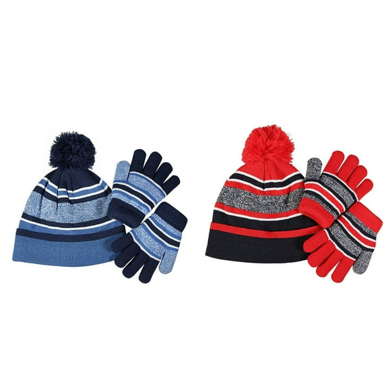 (2-Pack) 2025 New 2 Piece Boys' and Hats Boys 3-6 Months s' Bonnet Gloves Set Kepi for Children's Winter Hat Toddler Knit Hat Set for Winter Warm Knitting Set for Autumn and Winter