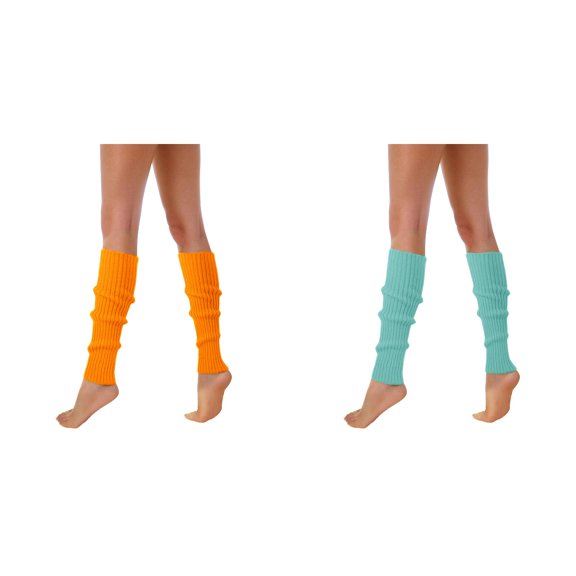 (2-Pack) 2025 New 80S 90S Leg Warmers Cushioned No Show Socks Women for Women Neon Ribbed Women's Running Socks Leg Socks Stylish Accessories Boot Socks for Women Colorful Fluorescent Wool