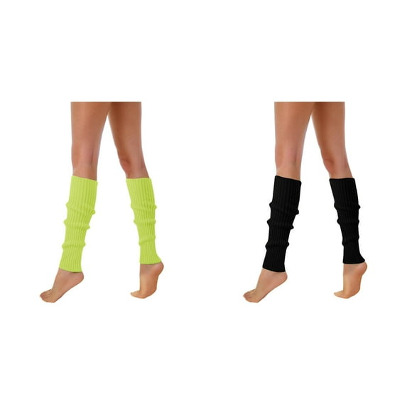 (2-Pack) 2025 New 80S 90S Leg Warmers athletic Socks for Women Neon Ribbed Mens Socks Size 13-15 Leg Socks Stylish Accessories Heated Socks Women Colorful Fluorescent Wool Knitted Woman Socks