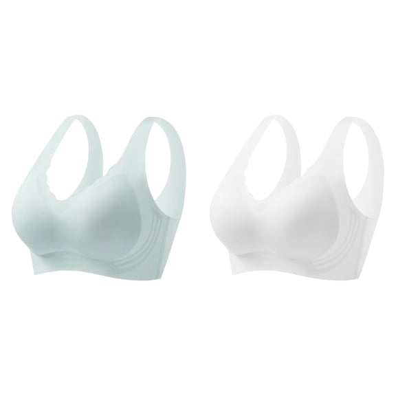 (2-Pack) 2025 New Women's Ice Silk Seamless Sports Bras for Women Cold Feeling Thin Soft Thin Bras for Women Support Breathable Comfortable Bra Medium Support Sports Bras for Women Fixed Cup