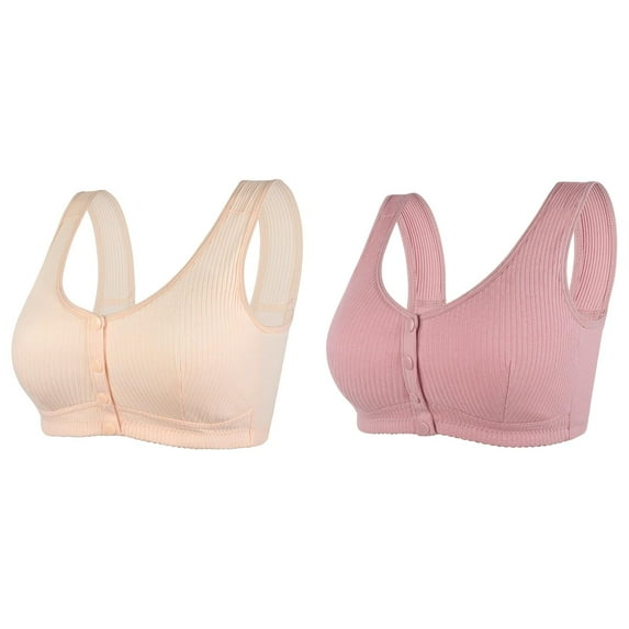 (2-Pack) 2025 New Womens No Steel Ring Sports Bra Padded Front Close Bra T Strapless Bra for Women Back Plus Size Seamless Sports Bra for Women Pack Unlined Bra for Large Women Sports Bra