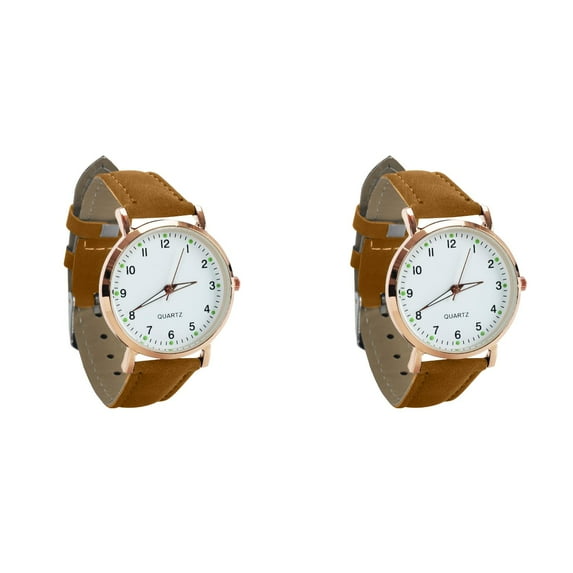 (2-Pack) 2025 Retro Quartz Ladies Luminous Watches forWatch Belt -Studded Small Watch Female Women's Watch Talking Watch Womens Leather Strap Watch