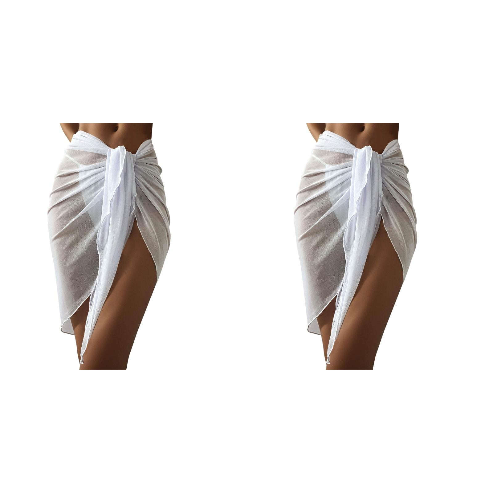 (2-Pack) 2025 Women Sheer Wrap Knot Beach Cover Up Pants Waist Skirt ...