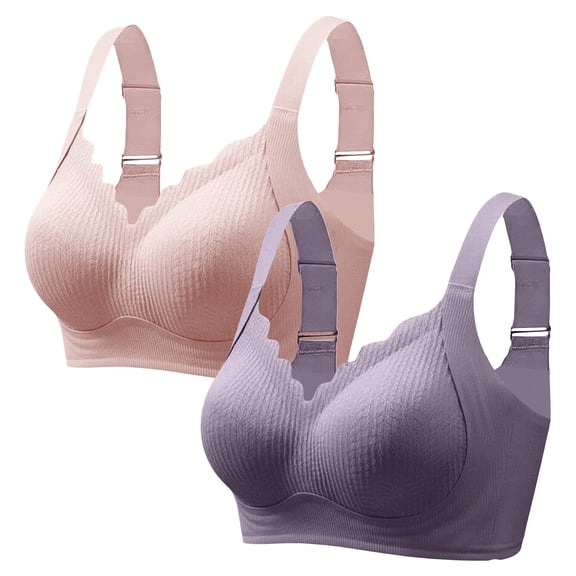 2 Pack 2026 Bras for Women No Underwire JIANLAI Bra Push Up Comfort Soft No Underwire Full Coverage T-Shirt Bra