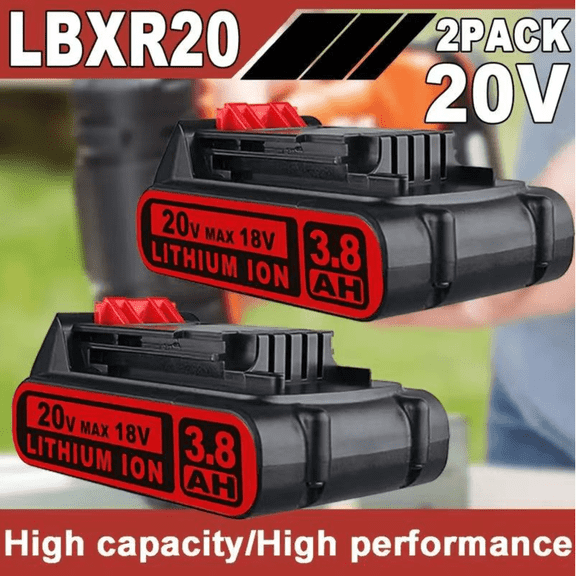 2-Pack 20V 3800mAh Replacement Battery for Black&Decker LBXR20 LB20, LBX20 Black and Decker Power Tools Lithium-ion Batteries