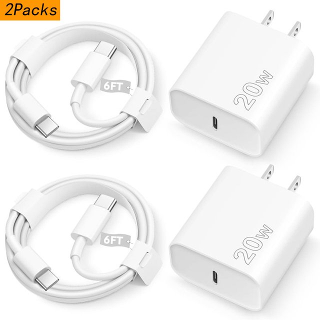 2Pack 20W PD Charger 6FT for iPhone 16series/15series 2 Pack 20W USB