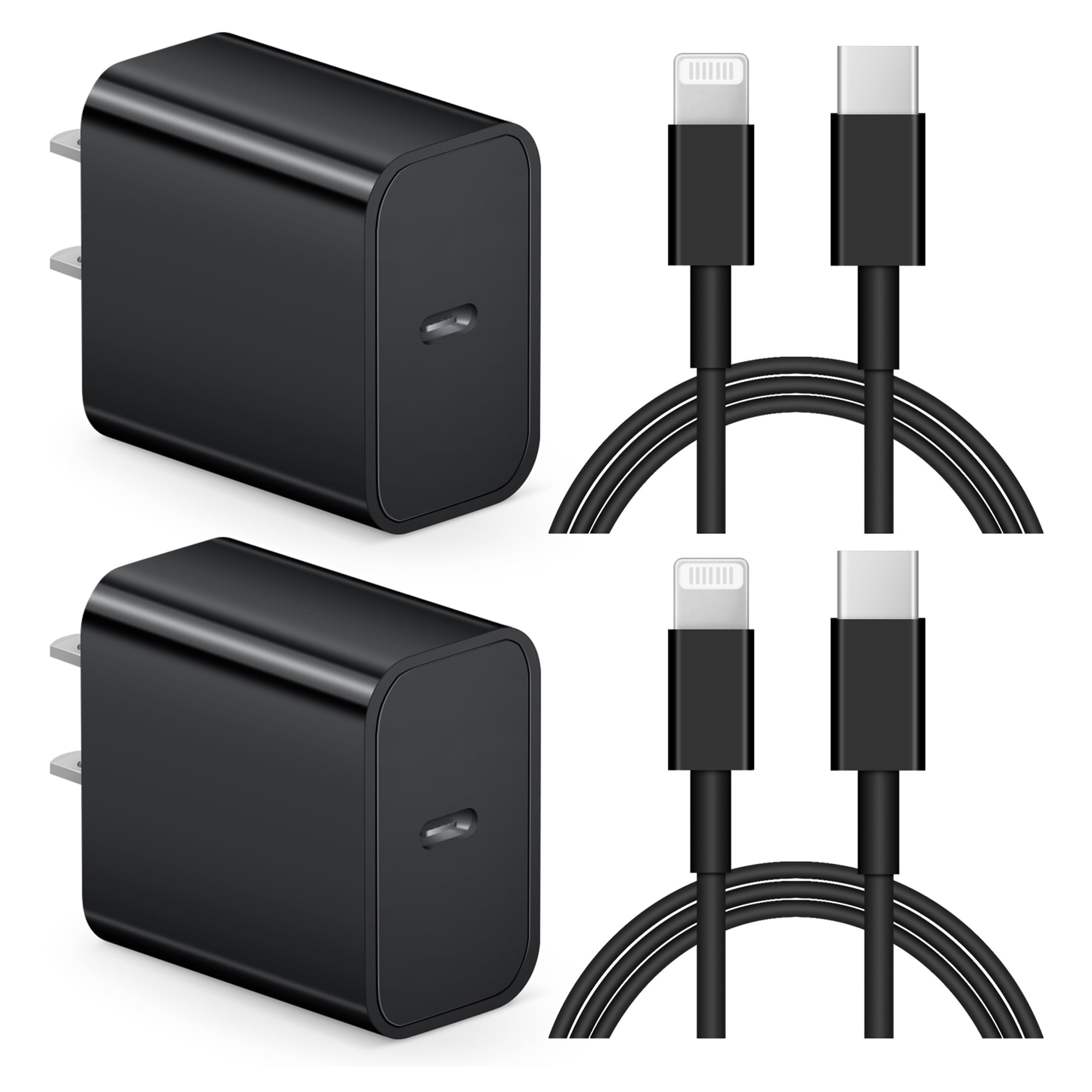 Walmart Black Friday Deals 2025 - Coreykin 20W PD USB-C Fast Charger, 6FT Cable, Compatible with iPhone 14, 13, 12, 11, XS, XR, 8, Black