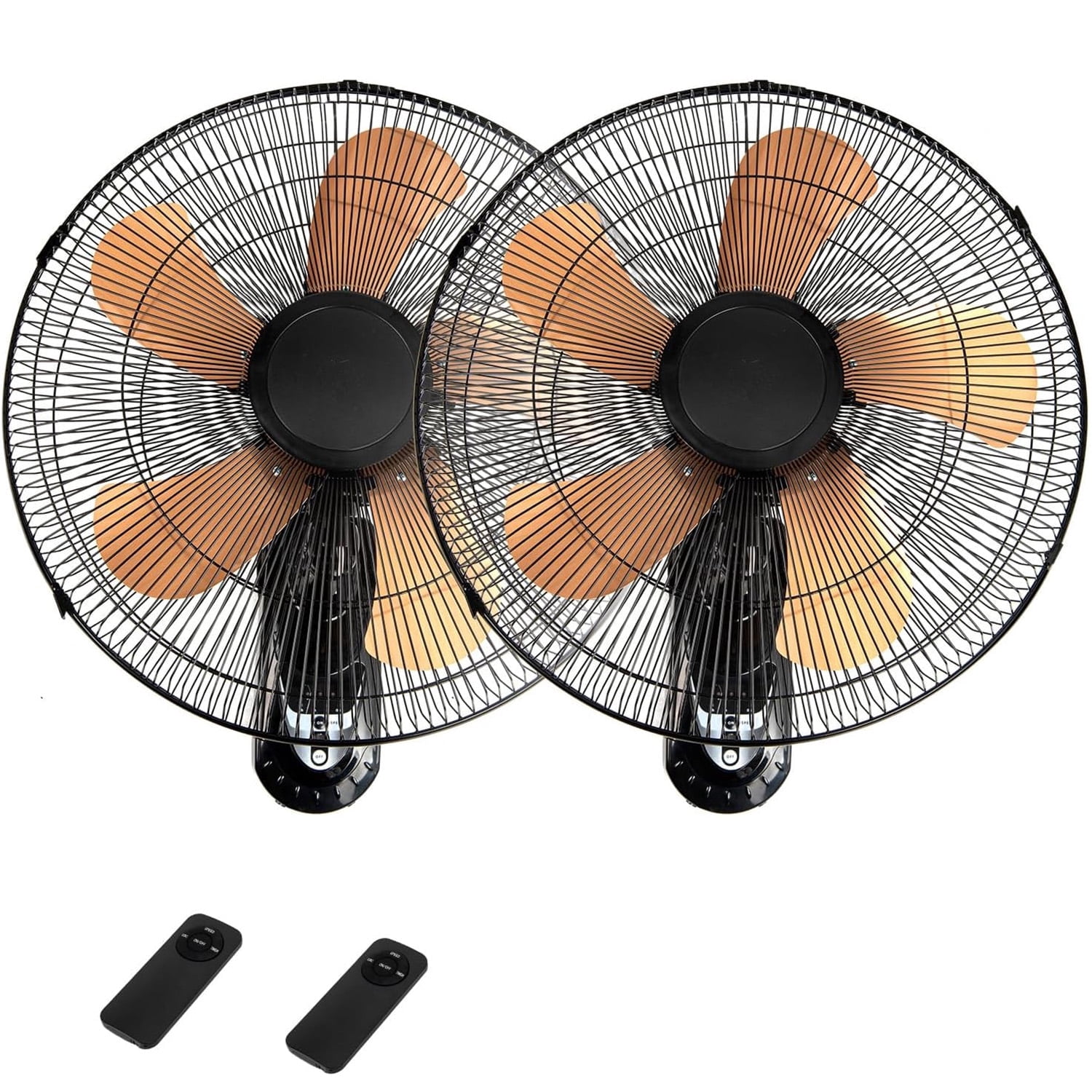 2 Pack 20inch Wall Mount Fan, 5000 CFM High Velocity Fan with Remote & 4-Hour Timer, 3-Speed Oscillating Fan  Cooling for Garage & Workshop, Yellow