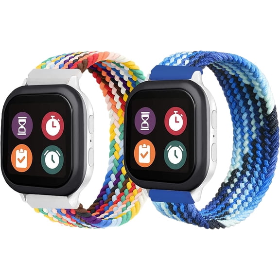 2 Pack 20mm Braided Stretchy Solo Loop Bands Compatible with Gizmo Watch 3/2/1, Gabb Watch 3/2/1, SyncUP & Cosmo JrTrack 4/3/2 SE/2 Soft Breathable Elastic Woven Replacement Strap