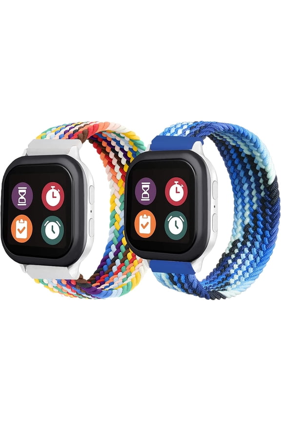 2 Pack 20mm Braided Stretchy Solo Loop Bands Compatible with Gizmo Watch 3/2/1, Gabb Watch 3/2/1, SyncUP & Cosmo JrTrack 4/3/2 SE/2 Soft Breathable Elastic Woven Replacement Strap