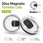 2 Pack 20oz Magnetic Tumbler Lid, Fits Yeti Rambler or Old Style RTIC Coffee Tumbler - Replacement for Spillproof Ozark Trail Lids, Magnetic Slider Switch Spill Proof Tumbler Cover, BPA Free