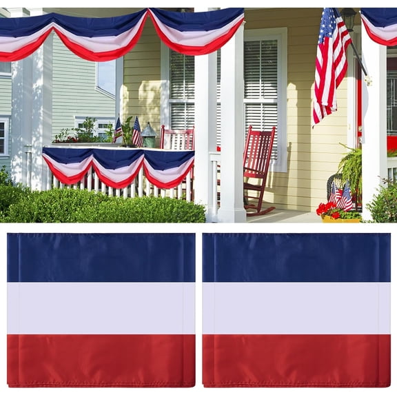 2 Pack 20x2Ft Double Sided Printed Patriotic Bunting Banner, American Themed Stripe Hanging Banner, 4th of July Decorations For Outdoor Yard Porch Garden, Patriotic Holiday Decor