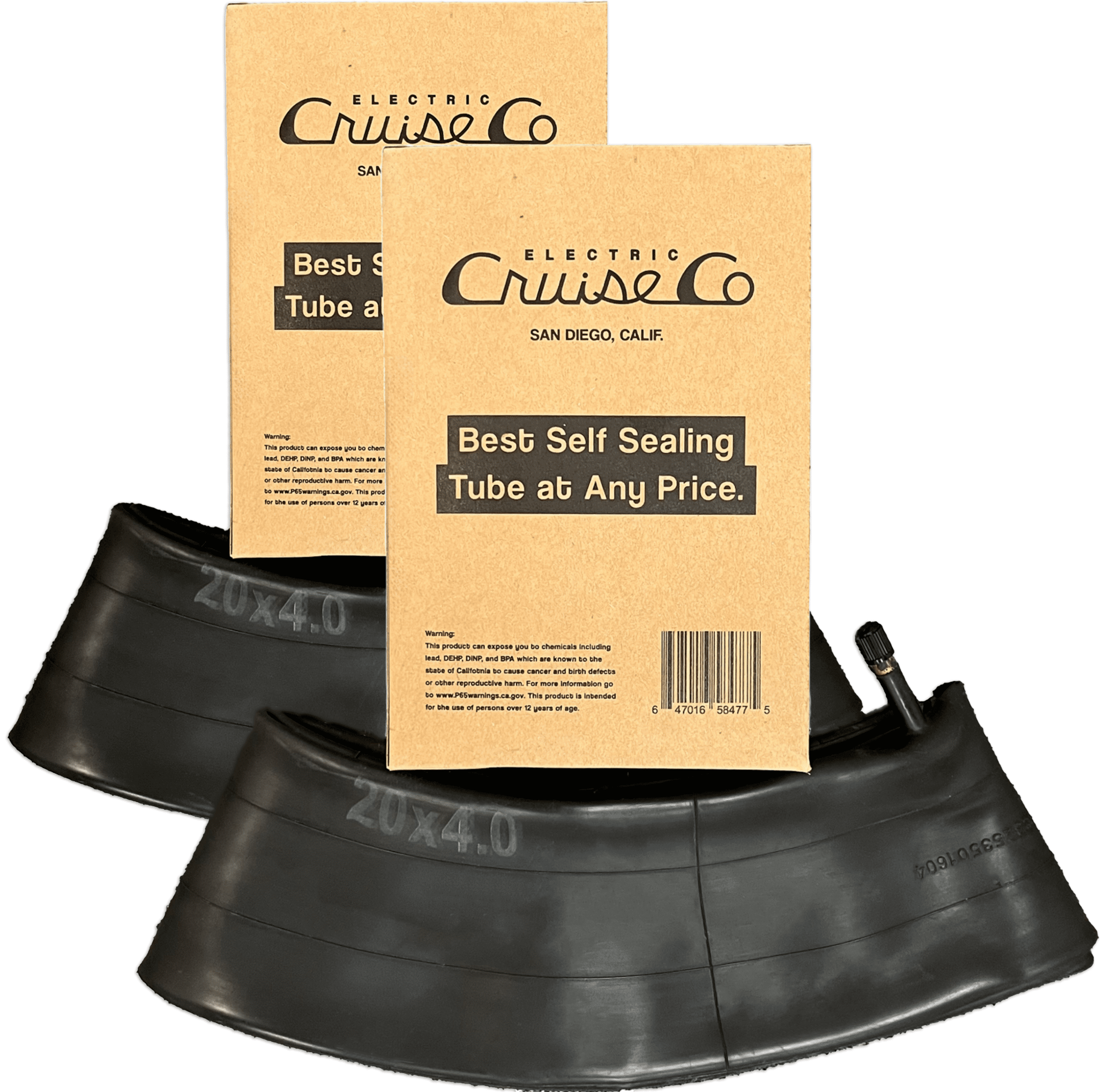 2 Pack 20x4 Fat Tire Self Sealing Bicycle Tubes Heavy Duty EBike