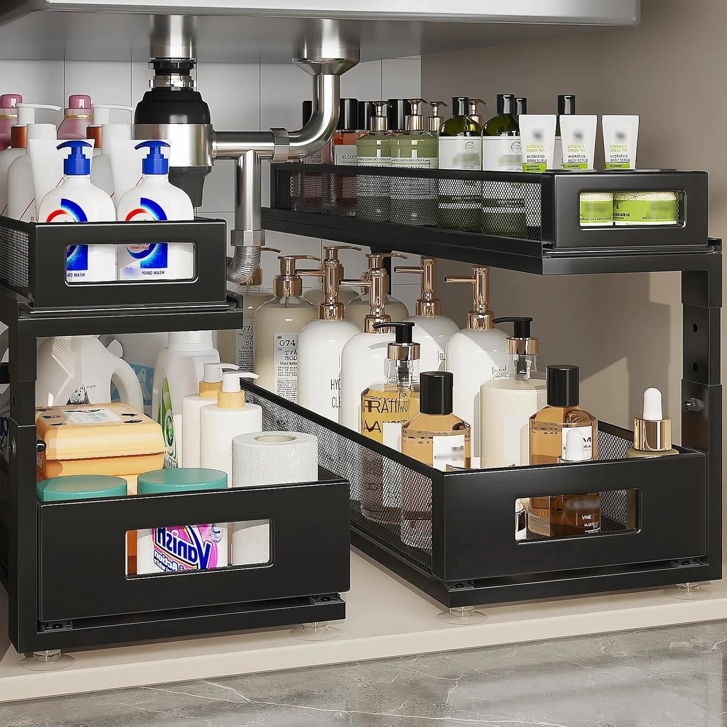 Picture of 2-Tier Kitchen Cabinet,Pull Out Cabinet Organizer,Shelf and Drawer ...