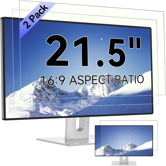 2-Pack] 21.5 Inch Computer Blue Light Blocking Screen Protector for 16:9 Widescreen Monitor, Anti Glare Anti-UV Eye Protection Desktop PC LED Monitor Filter, Removable Anti-Scratch Screen Film 21in