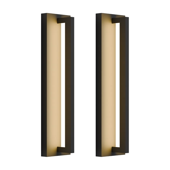 2 Pack 21 Inch Long Aluminum Modern LED Outdoor Wall Lights 2900K, Slim Linear Black Exterior Lighting Fixtures Wall Mount IP65 Waterproof Outside Sconce Light for House Garage Front Porch Patio