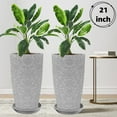 thumbnail image 1 of 2 Pack 21-inch Tall Round Planters, Large Resin Vases for Indoor/Outdoor Gardening. Ideal for Patios, Front Porches, and Flower Displays – Gray., 1 of 6