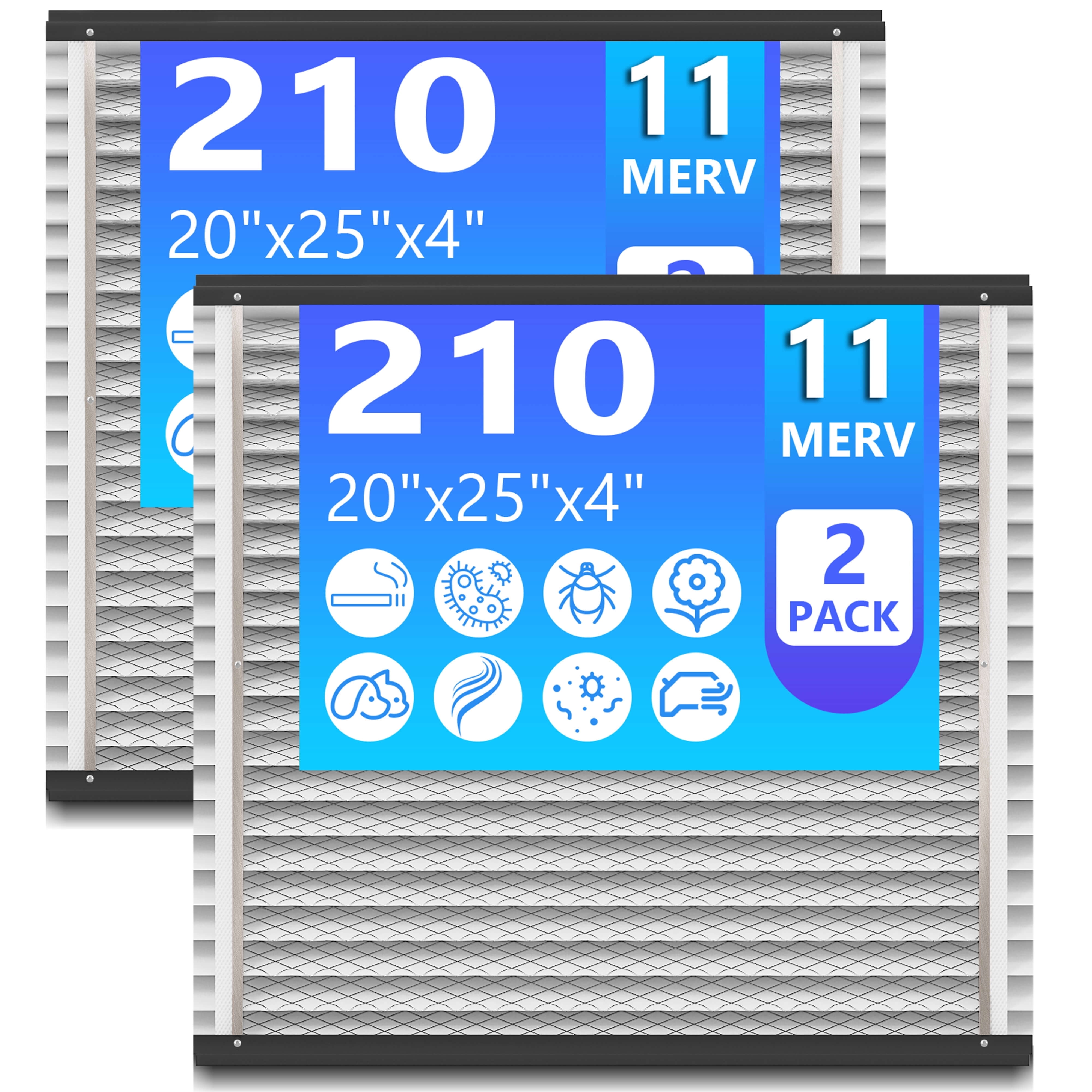2 Pack 210 Replacement Filter Compatible with AprilAire Whole House Air Purifiers 1210,1620,2210,2216,3210,4200,20x25x4 MERV-11 Furnace Filter,20x25x4 Air Filter