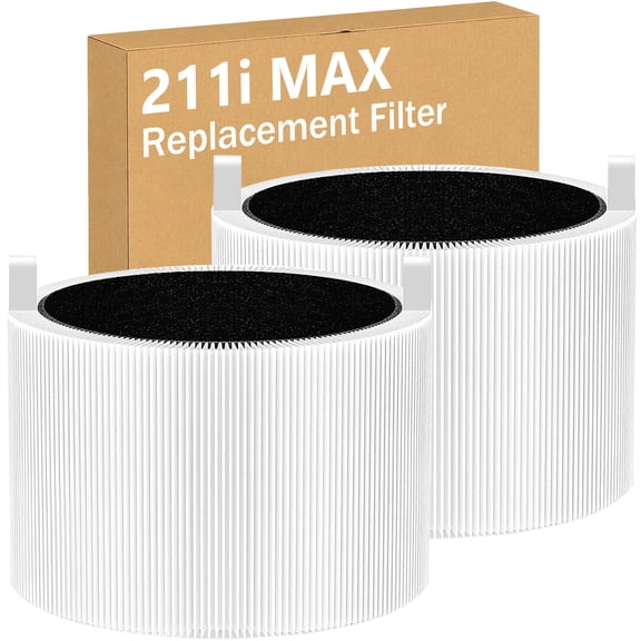 2-Pack 211i Max Replacement Filter Compatible with Blueair Blue Pure 211i Max Air Purifier, True HEPA & Activated Carbon Filter for Dust, Smoke and Odors (Replacement Part #F2MAX)