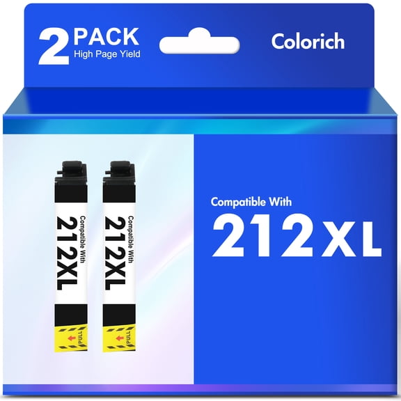 2-Pack 212XL Ink Cartridges Compatible for Epson 212 212XL Printer Ink for WorkForce WF-2850 WF-2830 Expression Home XP-4100 XP-4105 (2 Black)
