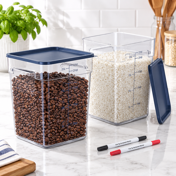 2 Pack 22 Qtmercial Food Storcontainers With Lids r Large Square Handles For Flour Rice Pet And Bulk