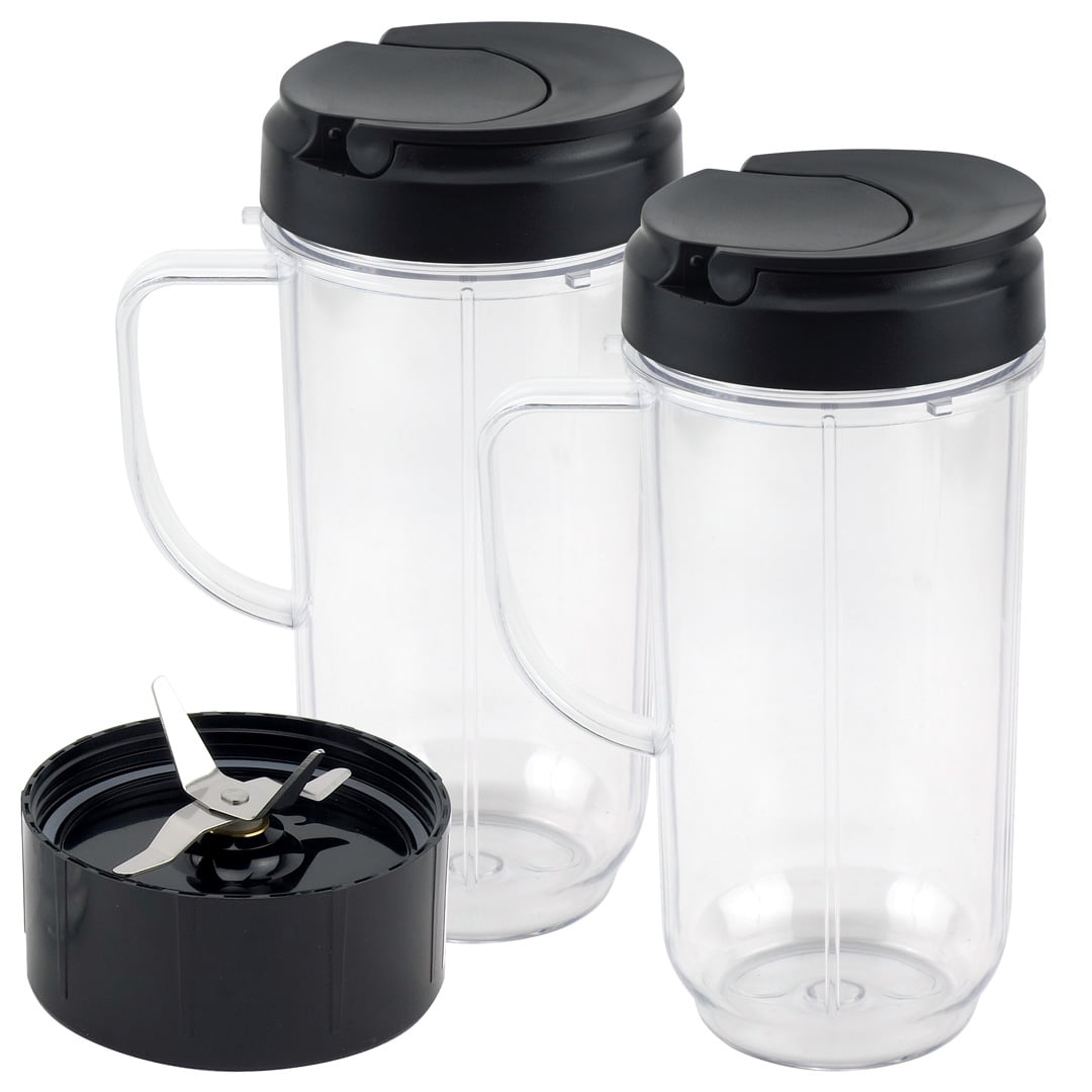22oz Magic Bullet Blender Cups Replacement Parts -𝗙𝗼𝗼𝗱 𝗚𝗿𝗮𝗱𝗲  𝗠𝗮𝘁𝗲𝗿𝗶𝗮𝗹 -with Flip Top To-Go Lid and Handle for Magic Bullet 250w  MB1001 Blender