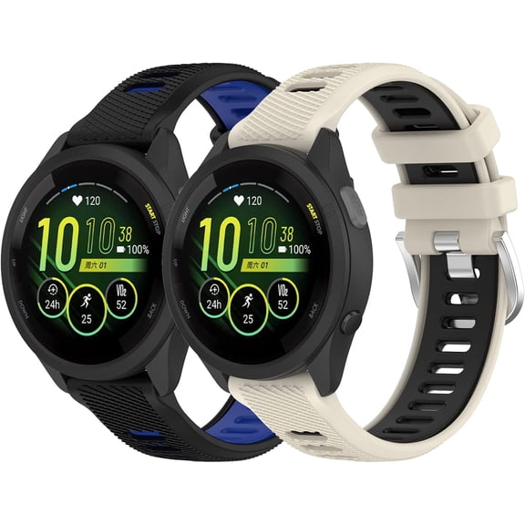 2 Pack 22mm Watch Bands Compatible with Garmin Forerunner 265 255, Vivoactive 4 Quick Release Silicone Replacement Watch Bands Straps Wristbands Bracelet Fit for Garmin Venu 2/Venu 3