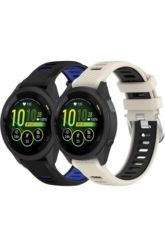 2 Pack 22mm Watch Bands Compatible with Garmin Forerunner 265 255, Vivoactive 4 Quick Release Silicone Replacement Watch Bands Straps Wristbands Bracelet Fit for Garmin Venu 2/Venu 3