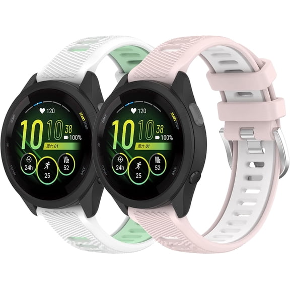 2 Pack 22mm Watch Bands Compatible with Garmin Forerunner 265 255, Vivoactive 4 Quick Release Silicone Replacement Watch Bands Straps Wristbands Bracelet Fit for Garmin Venu 2/Venu 3