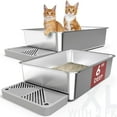 2 Pack 23.6" x 15.7" x 6" Deep & Extra Large Stainless Steel Cat Litter