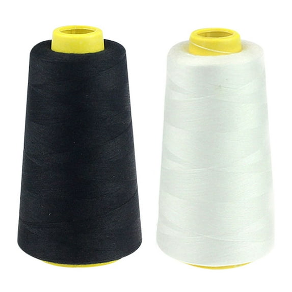 2-Pack 2300 Yards Colored Polyester Sewing Thread Black + White,2Pc Sewing Thread,Household Color Polyester Sewing Thread Pagoda Thread 2Pc 2300 Yards