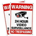 thumbnail image 1 of 2-Pack 24 Hour Video Surveillance Sign, No Trespassing Warning Sign for Property, 10 x7 Inch UV Printed 40 Mil Rust Free Aluminum, Security Camera Sign for Home Business Outdoor CCTV, 1 of 5