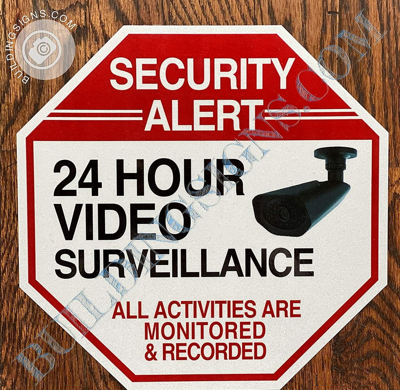 2 Pack -24 Hours Video Surveillance Sign (White Reflective ...