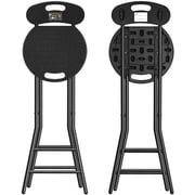 2 Pack 24 Inch Folding Bar Stool with Backrest & Handle, Foldable Stools for Adults, 450 lbs Capacity, Collapsible Round Counter Height Stool for Camping