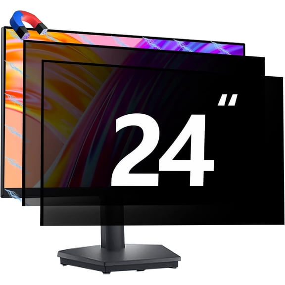 2 Pack 24 Inch Magnetic Computer Privacy Screen for Monitor 16:9 Aspect Ratio Widescreen Monitor, Eye Protection Anti Glare Blue Light Filter, 24in Removable Black Anti Spy Protector Film