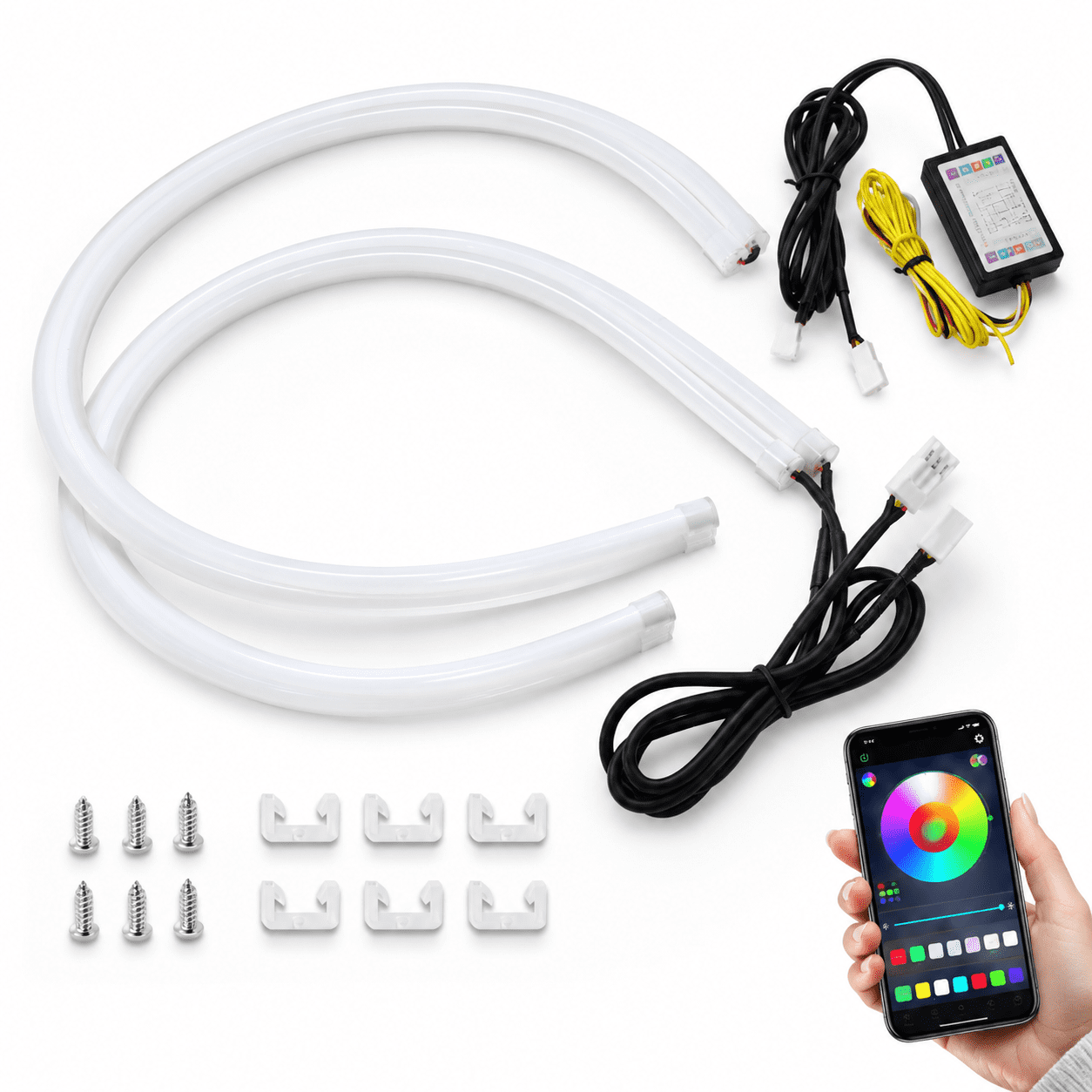 Led Running Light Casing 2-Pack 24 Inch RGB Sequential LED Headlight Strips, App-Controlled ...