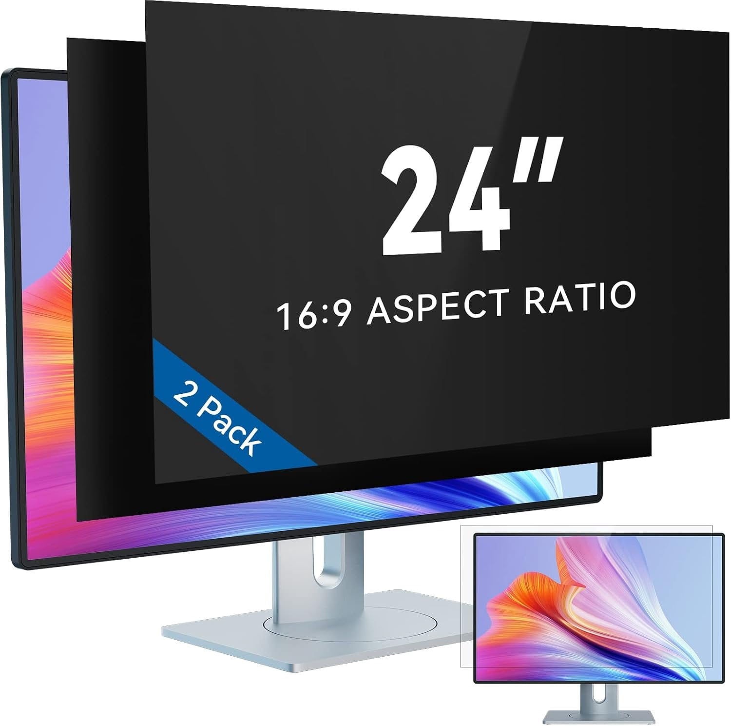 [2-Pack] 24 Inch Screen Filter for 16:9 Widescreen , Removable 24inch ...