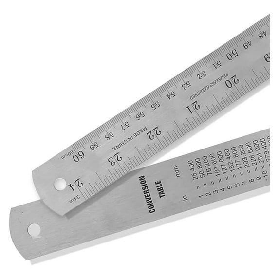 2 Pack 24 Inch Stainless Steel Ruler with Inch/Metric Conversion Table